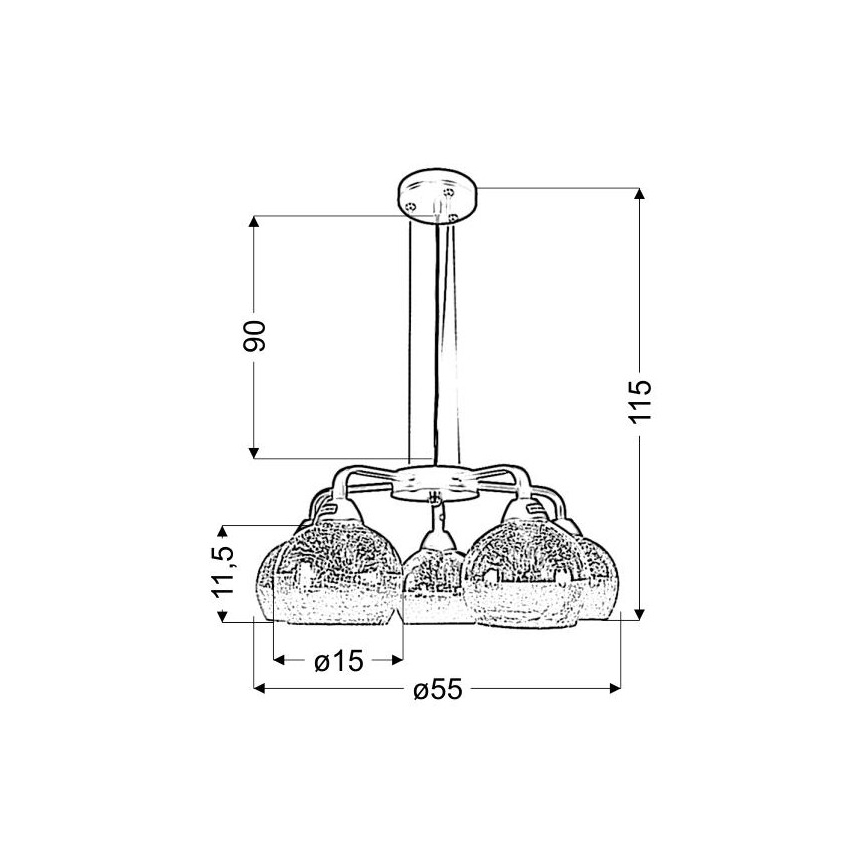 Suspension filaire CROMINA 5xE27/60W/230V