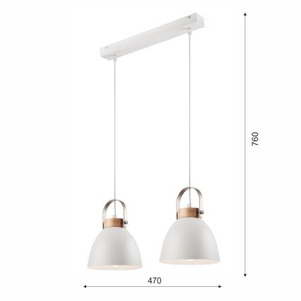 Suspension filaire DANIELLE 2xE27/60W/230V hêtre - certifié FSC