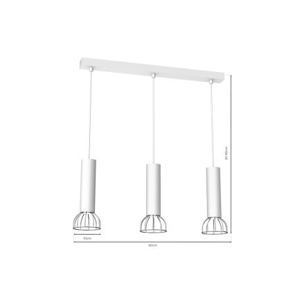 Suspension filaire DANTE 3xGU10/25W/230V blanche/chrome brillant