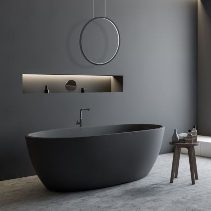 Suspension filaire de salle de bain SATURNO LED/28W/230V d. 50 cm IP44 anthracite