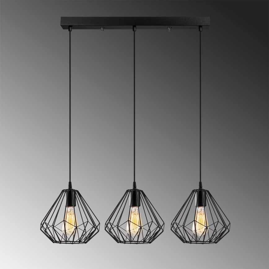 Suspension filaire DIAMOND 3xE27/100W/230V