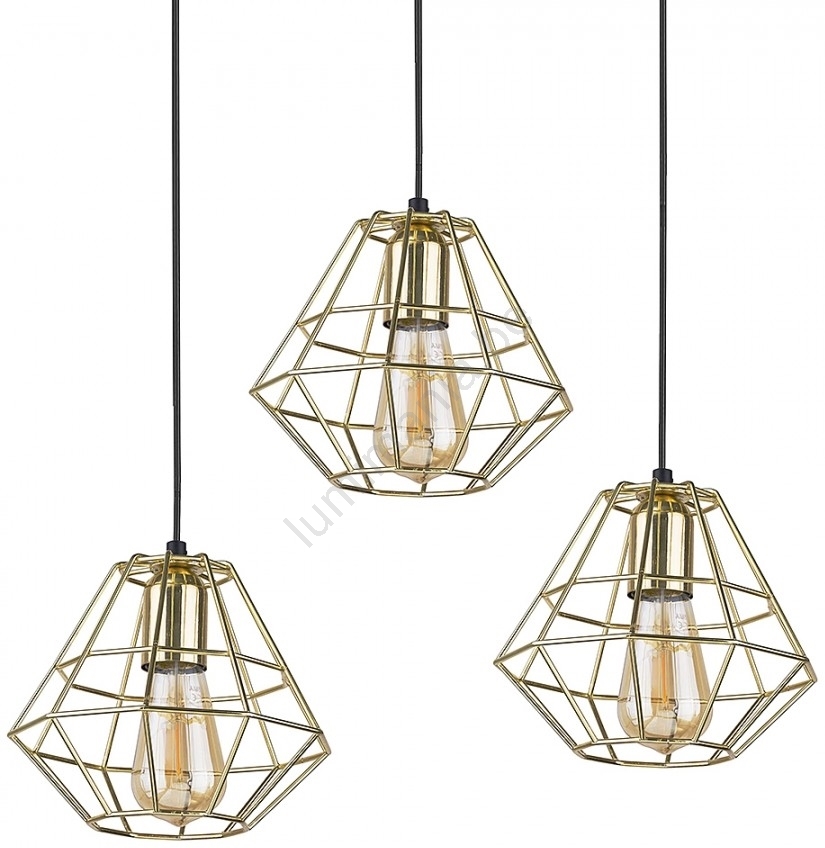Suspension filaire diamond 3xe27 60w 230v dor lumimania