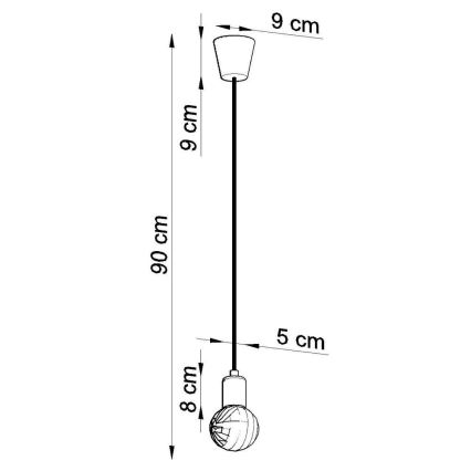 Suspension filaire DIEGO 1xE27/60W/230V jaune