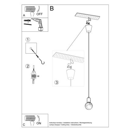 Suspension filaire DIEGO 1xE27/60W/230V jaune