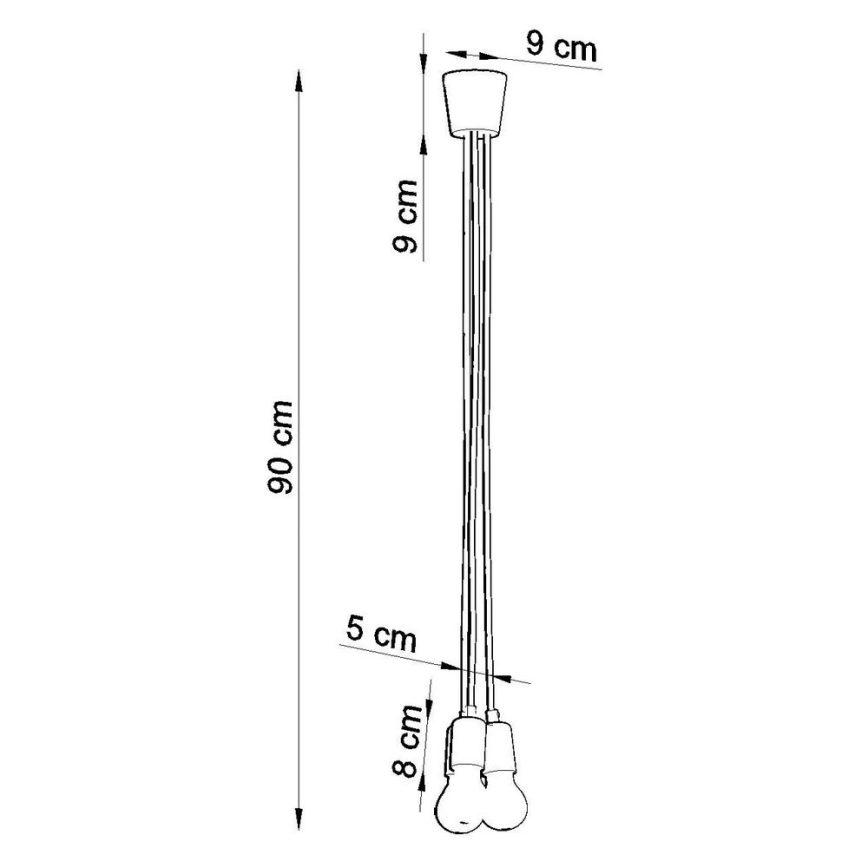 Suspension filaire DIEGO 3xE27/60W/230V jaune