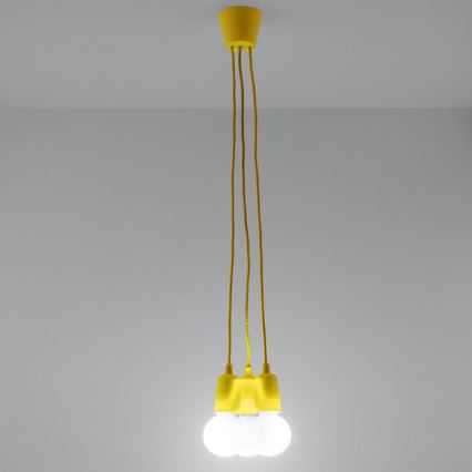 Suspension filaire DIEGO 3xE27/60W/230V jaune