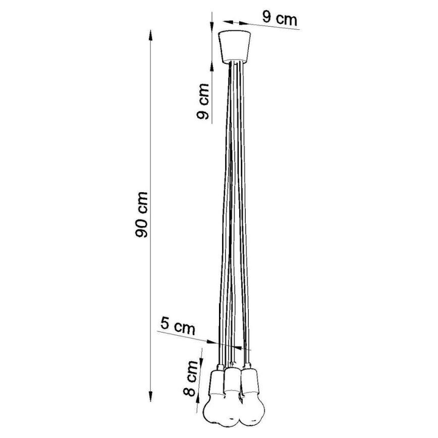 Suspension filaire DIEGO 5xE27/60W/230V jaune