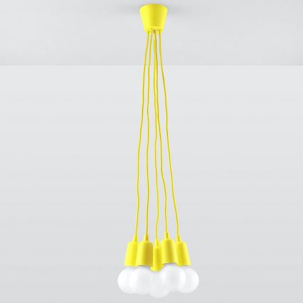 Suspension filaire DIEGO 5xE27/60W/230V jaune