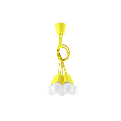 Suspension filaire DIEGO 5xE27/60W/230V jaune