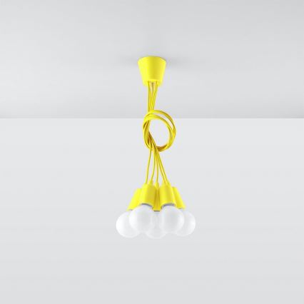 Suspension filaire DIEGO 5xE27/60W/230V jaune