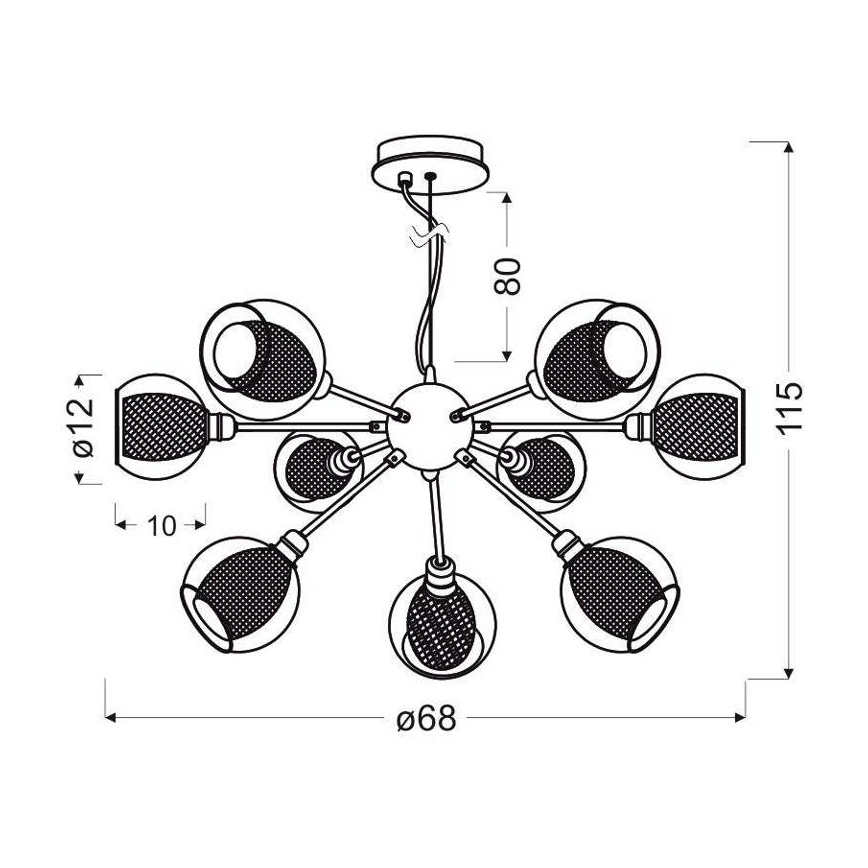 Suspension filaire DIXI 9xE14/40W/230V