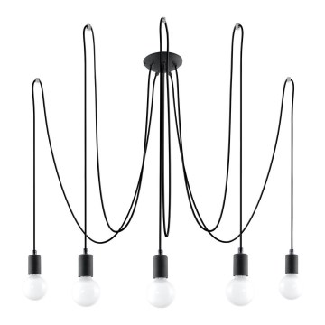 Suspension filaire EDISON 5 5xE27/60W/230V araignée noir