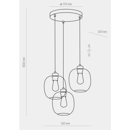 Suspension filaire ELIO 3xE27/15W/230V