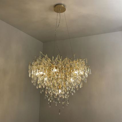 Suspension filaire en cristal 12xG9/40W/230V doré