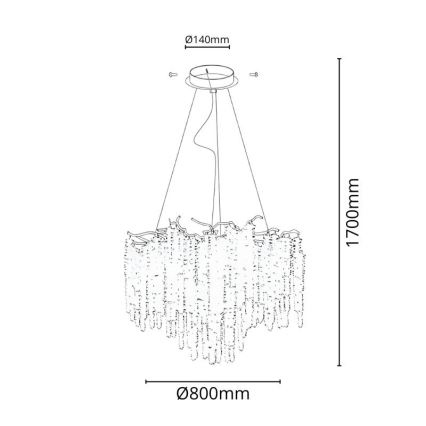 Suspension filaire en cristal 13xG9/40W/230V doré