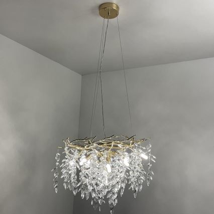 Suspension filaire en cristal 9xG9/40W/230V doré