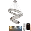 Suspension filaire en cristal à intensité variable LED/115W/230V 3000-6500K chrome brillant + télécommande
