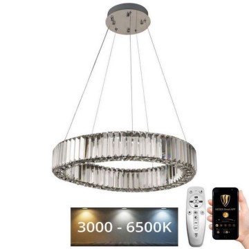 Suspension filaire en cristal à intensité variable LED/40W/230V 3000-6500K chrome brillant + télécommande