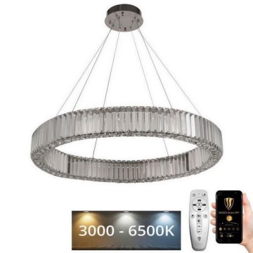 Suspension filaire en cristal à intensité variable LED/50W/230V 3000-6500K chrome brillant + télécommande