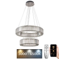 Suspension filaire en cristal à intensité variable LED/65W/230V 3000-6500K chrome brillant + télécommande