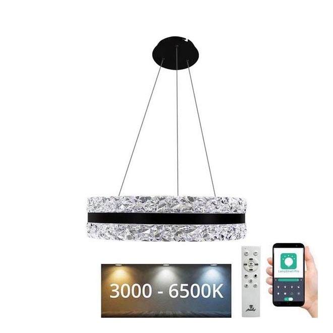 Suspension filaire en cristal à intensité variable LED/80W/230V 3000-6500K noir + télécommande
