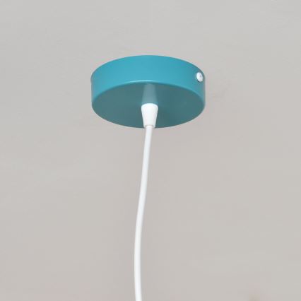 Suspension filaire enfant STARS 1xE27/15W/230V turquoise/blanc
