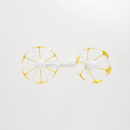 Suspension filaire enfant STARS 2xE27/15W/230V jaune/blanc