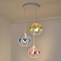Suspension filaire enfant STARS 3xE27/15W/230V bleu/rose/jaune