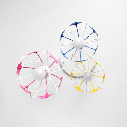 Suspension filaire enfant STARS 3xE27/15W/230V bleu/rose/jaune