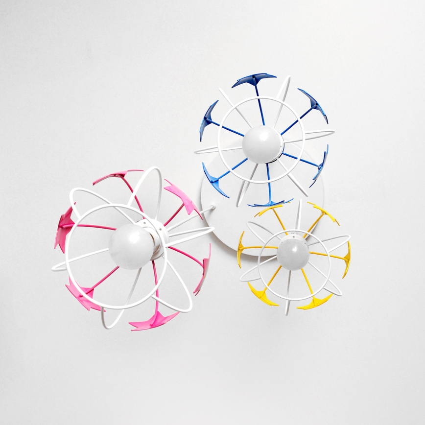 Suspension filaire enfant STARS 3xE27/15W/230V bleu/rose/jaune