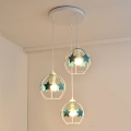 Suspension filaire enfant STARS 3xE27/15W/230V turquoise/blanc