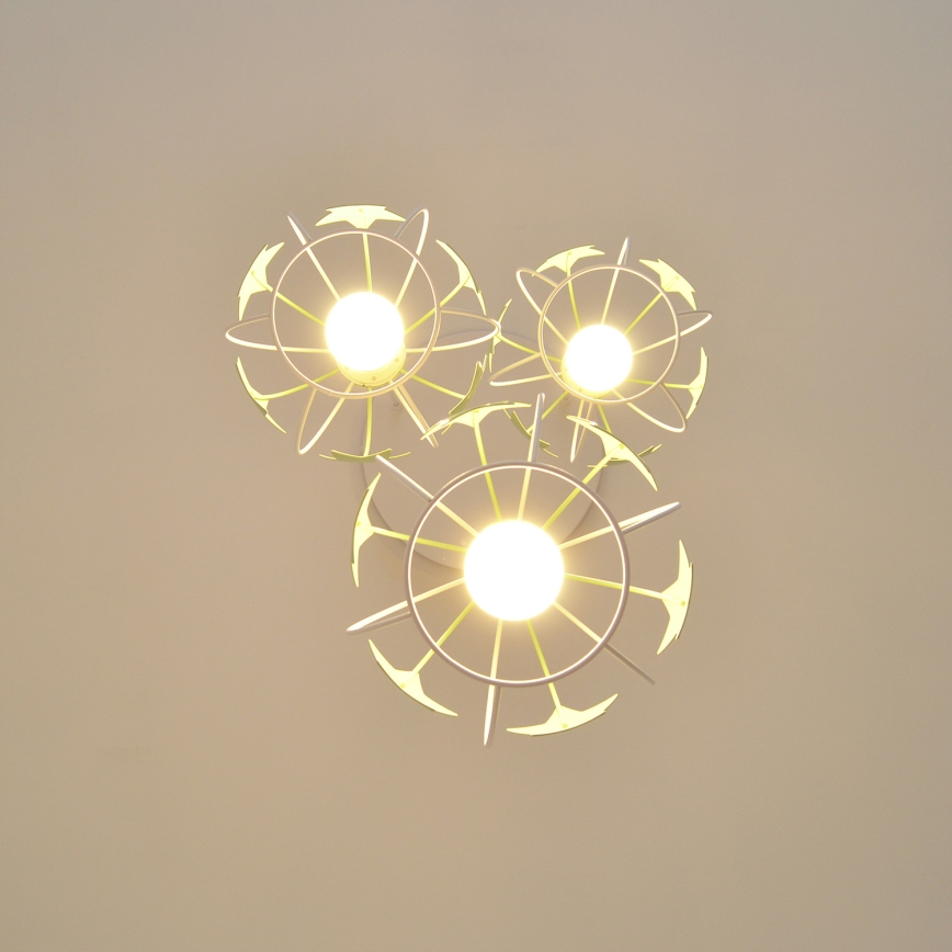Suspension filaire enfant STARS 3xE27/15W/230V vert/blanc