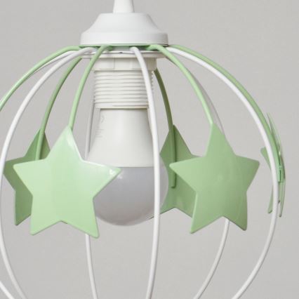 Suspension filaire enfant STARS 3xE27/15W/230V vert/blanc