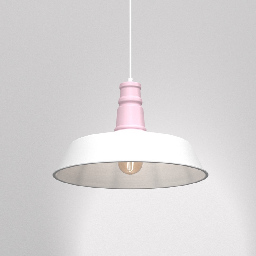 Suspension filaire ENZO 1xE27/60W/230V blanc/rose