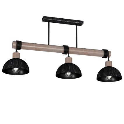 Suspension filaire ERIK 3xE27/60W/230V marron/noire