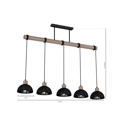 Suspension filaire ERIK 5xE27/60W/230V marron/noir