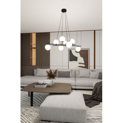 Suspension filaire ESSA 8xE14/10W/230V noir/blanc