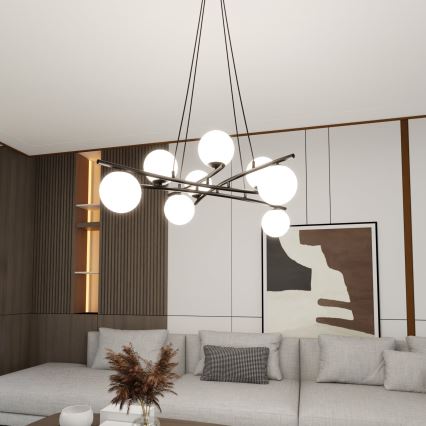 Suspension filaire ESSA 8xE14/10W/230V noir/blanc