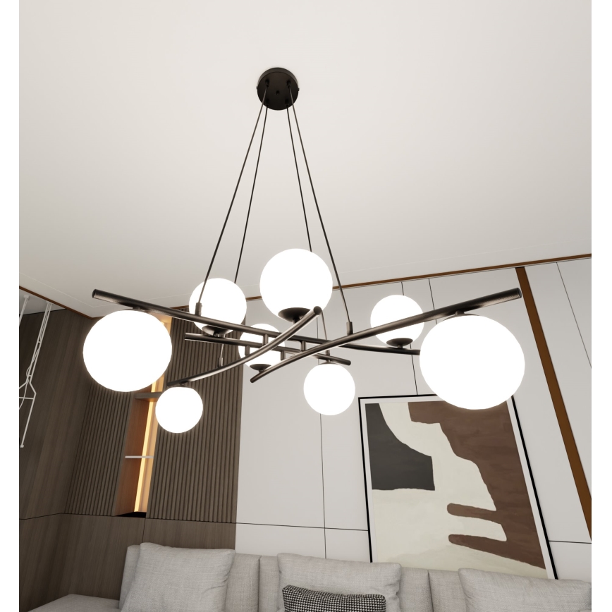 Suspension filaire ESSA 8xE14/10W/230V noir/blanc
