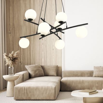 Suspension filaire ESSA 8xE14/10W/230V noir/blanc