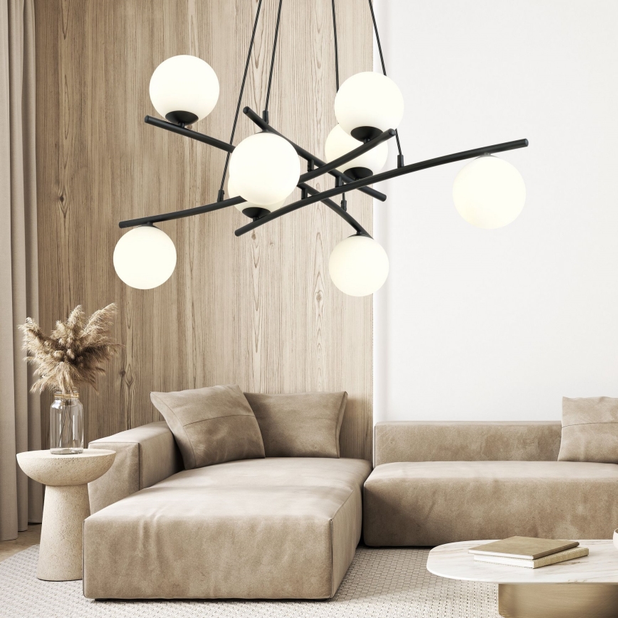 Suspension filaire ESSA 8xE14/10W/230V noir/blanc