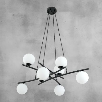 Suspension filaire ESSA 8xE14/10W/230V noir/blanc
