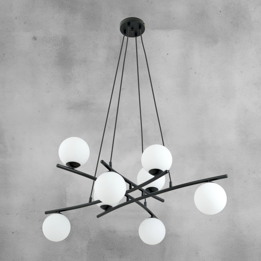 Suspension filaire ESSA 8xE14/10W/230V noir/blanc