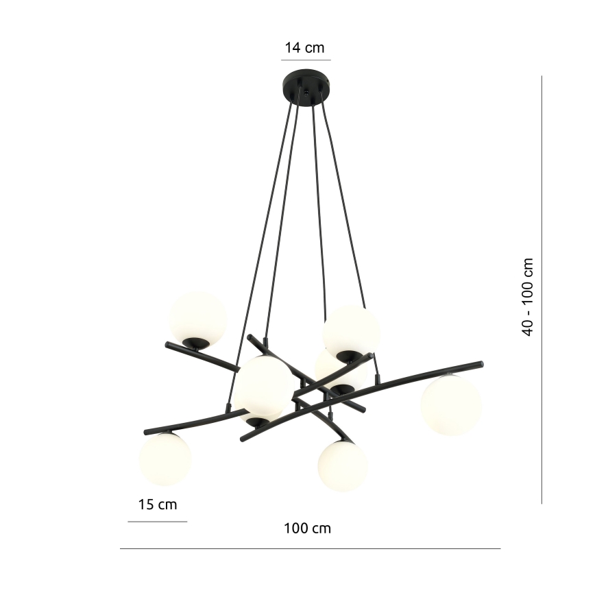 Suspension filaire ESSA 8xE14/10W/230V noir/blanc