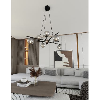Suspension filaire ESSA 8xE14/10W/230V noir/fumé