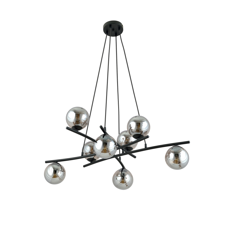 Suspension filaire ESSA 8xE14/10W/230V noir/fumé