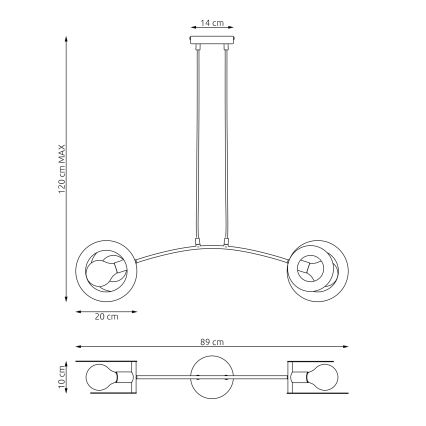 Suspension filaire EUFORIA 2xE27/15W/230V noir