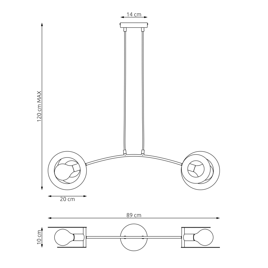 Suspension filaire EUFORIA 2xE27/15W/230V noir