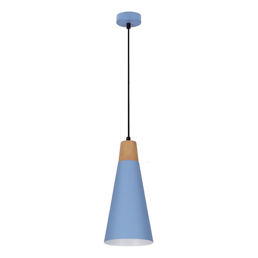 Suspension filaire FARO 1xE27/40W/230V bleu/hêtre