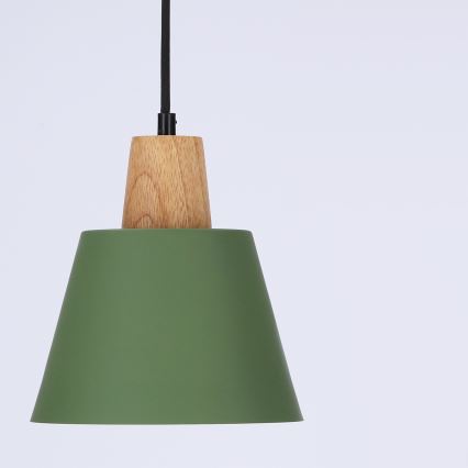 Suspension filaire FARO 1xE27/40W/230V vert/hêtre